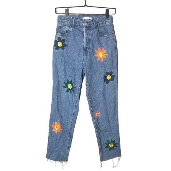 Pacsun Women’s Eco Flower Embroidered High Rise Straight Jeans Size 24 - Picture 2 of 6